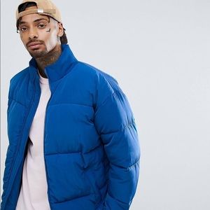 Asos OVERSIZED Blue Puffer Coat Sz - M